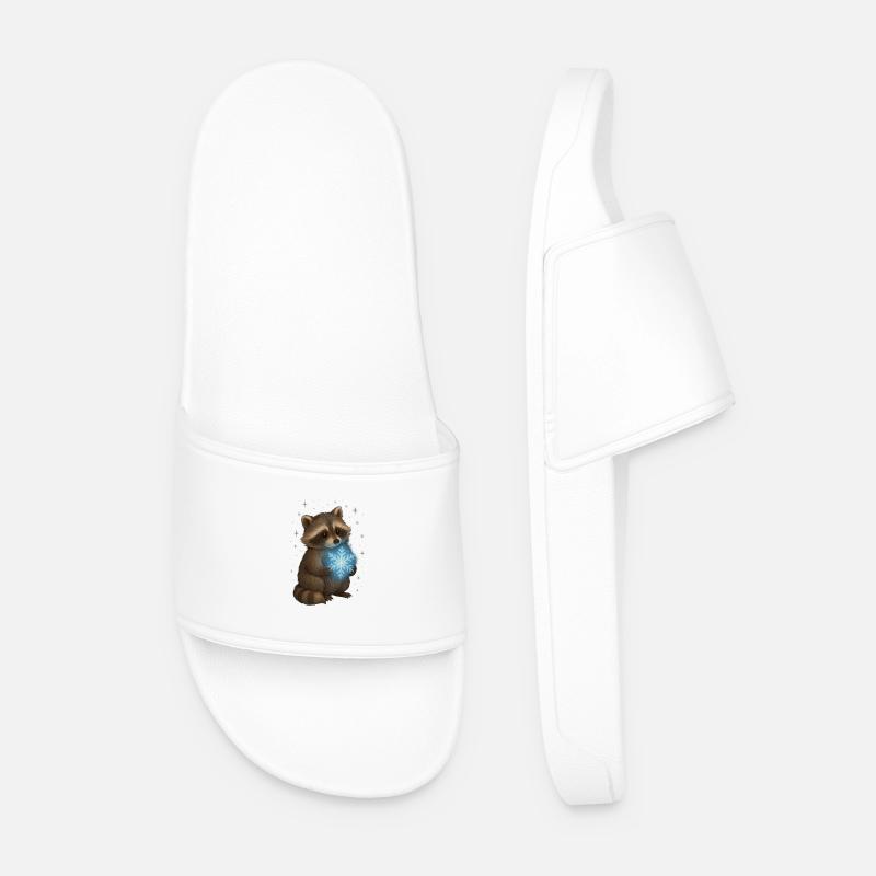 Magic raccoon with snowflake - Men’s Pool Sliders - white