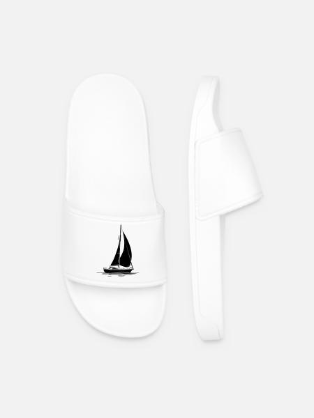 Sailboat Silhouette - Men’s Pool Sliders - white