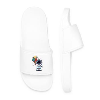 Astronaut Artwork Food Space Humor - Men’s Pool Sliders - white - Front