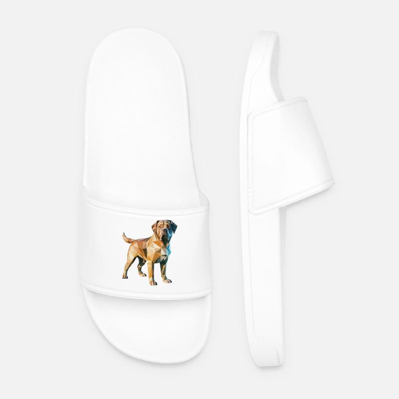 Chien marron - Cool Low Poly Logo - Claquettes Homme - blanc