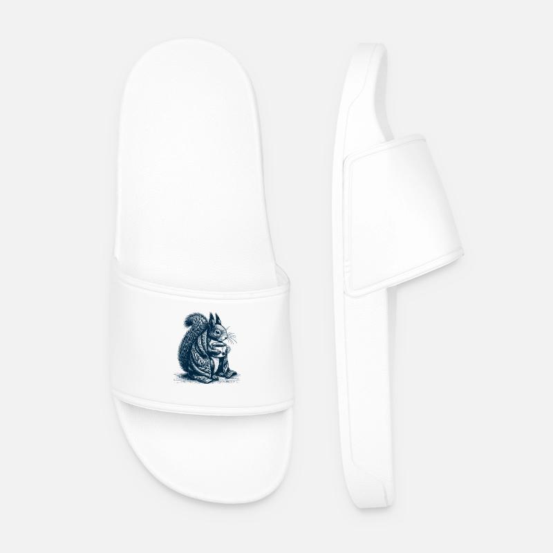Squirrel with tea - Men’s Pool Sliders - white