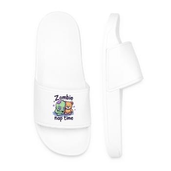 Zombie Nap Time Funny Sleep Shirt - Men’s Pool Sliders - white - Front