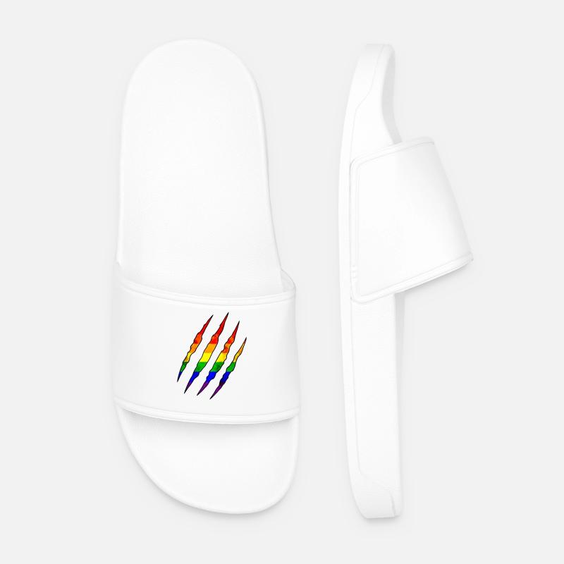 Pride Claw Rainbow Statement Scratch Trace - Men’s Pool Sliders - white