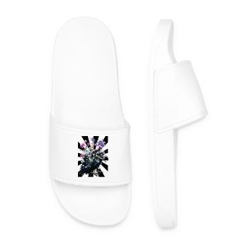 Halloween Flowers Crow Raven - Men’s Pool Sliders - white - Front