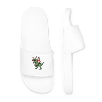 La mère Noël chevauche un T-Rex Funny Christmas Dino Sow - Claquettes Homme - blanc - Devant