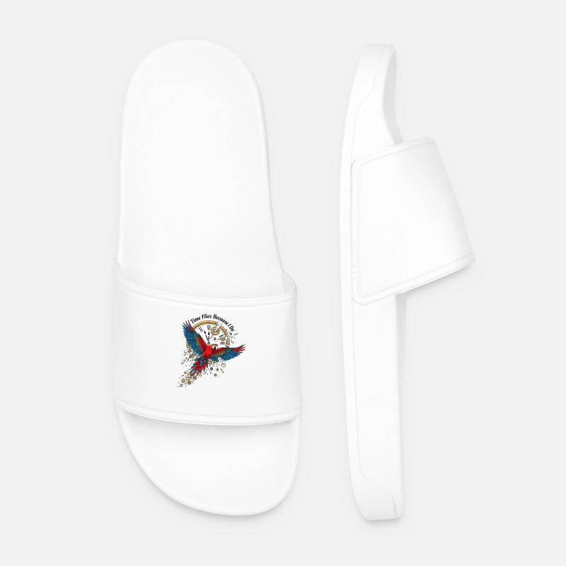 Time parrot in steampunk style - Men’s Pool Sliders - white