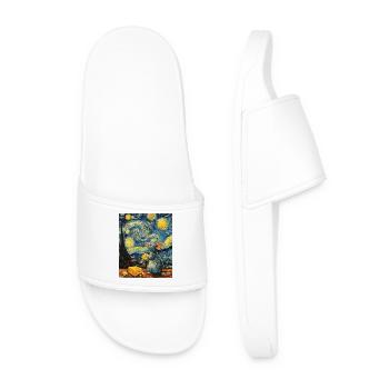 Souris mange du fromage Nuit étoilée à la Van Gogh - Claquettes Homme - blanc - Devant