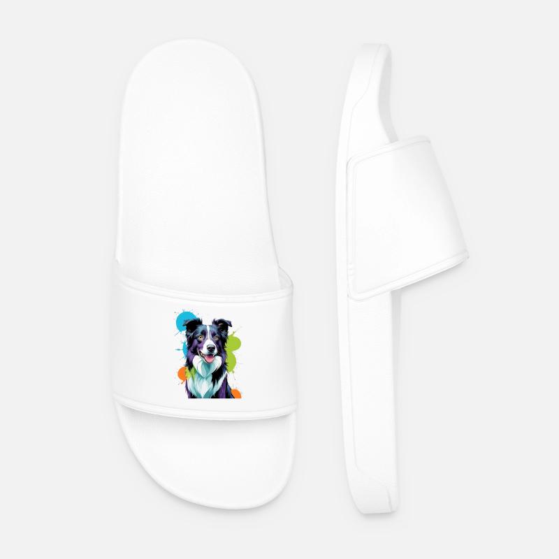 Buntgespritzter Border Collie - Männer Badelatschen - Weiß