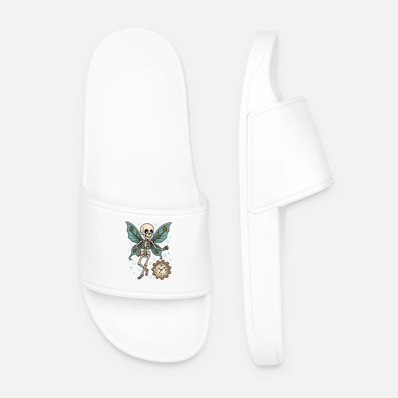 Skelett Schmetterling Uhrwerk - Männer Badelatschen - Weiß