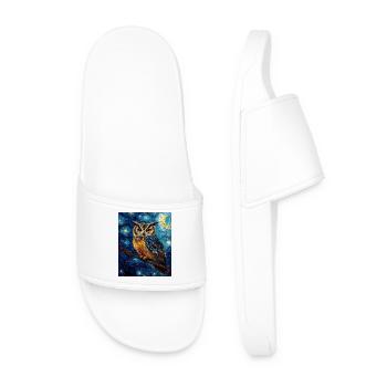 Owl Bird Van Gogh Style Starry Night - Men’s Pool Sliders - white - Front