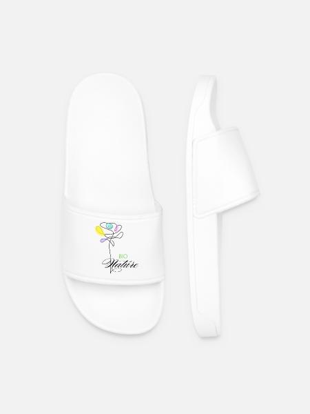 Colorful Organic Nature Flowers - Men’s Pool Sliders - white
