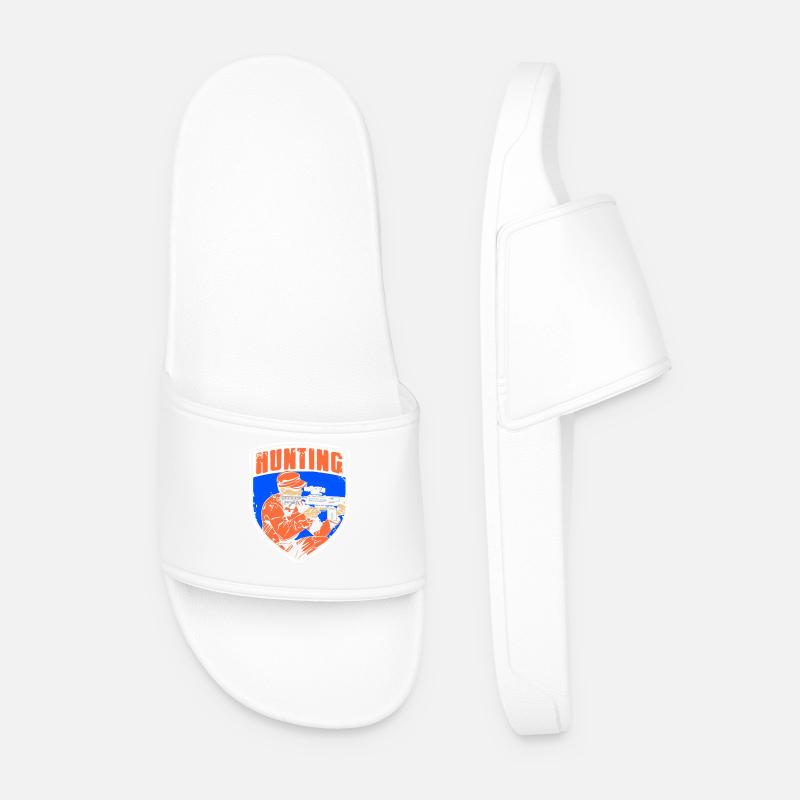 Hunter Aiming Badge Tactical Shooting Style - Men’s Pool Sliders - white