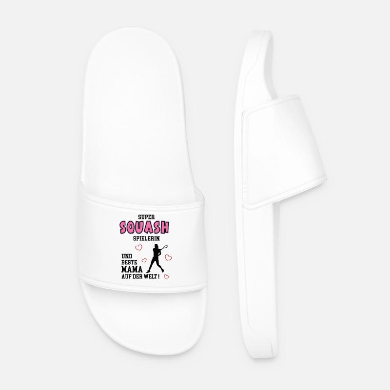 Squash Player, Mom, Squasher, Mother, Wife - Men’s Pool Sliders - white