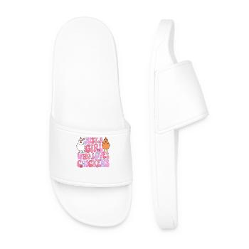 Girl loves chickens - Men’s Pool Sliders - white - Front