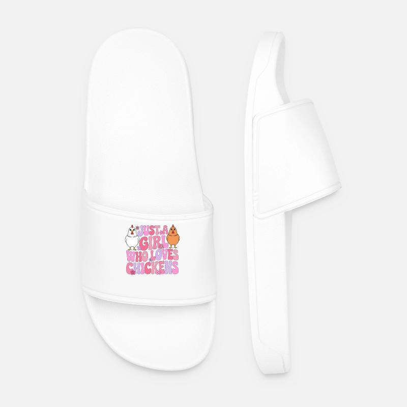 Mädchen liebt Hühner - Männer Badelatschen - Weiß