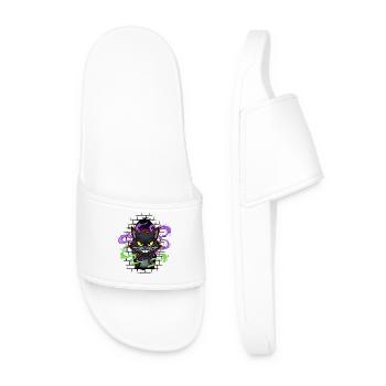 Graffiti Cat Neon - Men’s Pool Sliders - white - Front