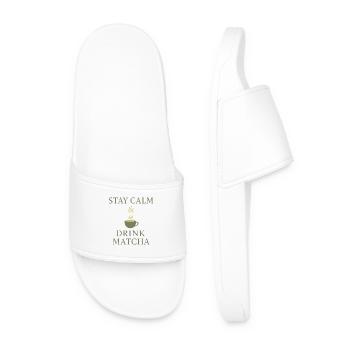 Stay Calm & Drink Matcha - Men’s Pool Sliders - white - Front