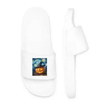 Kürbis Halloween Van Gogh Style Starry Night - Männer Badelatschen - Weiß - Vorne