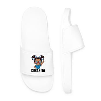 Cuba Flag Cute Cubanita Girls Women - Men’s Pool Sliders - white - Front