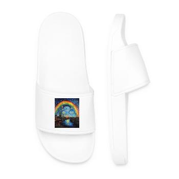 Rainbow Van Gogh Style Starry Night - Men’s Pool Sliders - white - Front