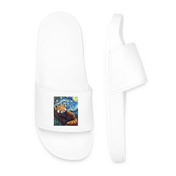 Panda roux Ours Style Van Gogh Nuit étoilée - Claquettes Homme - blanc - Devant