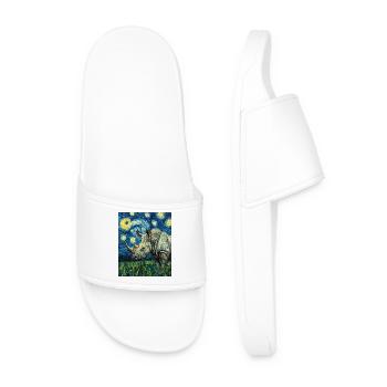 Nashorn Rhino Van Gogh Style Starry Night - Men’s Pool Sliders - white - Front