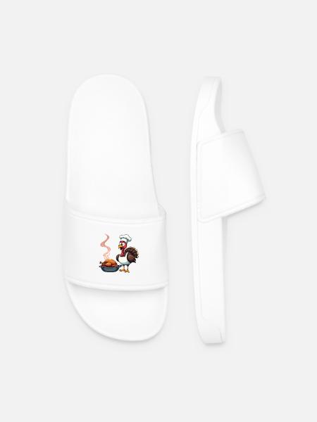 Thanksgiving Turkey Cook - Men’s Pool Sliders - white