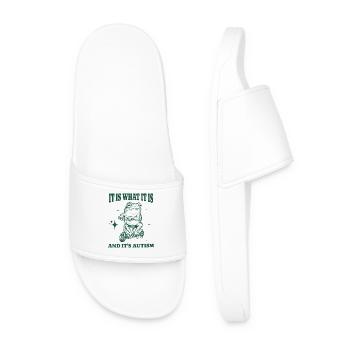 It Is What It Is And It's Autism Funny Animal Frog - Men’s Pool Sliders - white - Front
