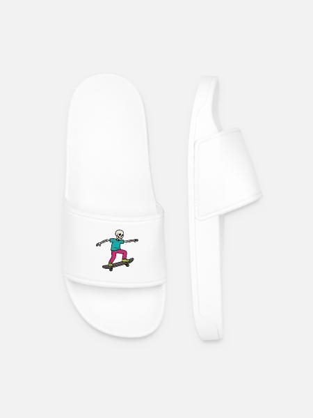 Skeleton Skater – Neon Skateboard Ride - Men’s Pool Sliders - white