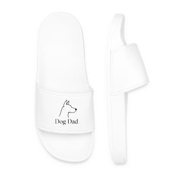 Dog Dad – Minimalist Dog Line Art - Men’s Pool Sliders - white - Front