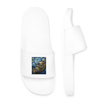 Sloth Van Gogh Style Starry Night - Men’s Pool Sliders - white - Front
