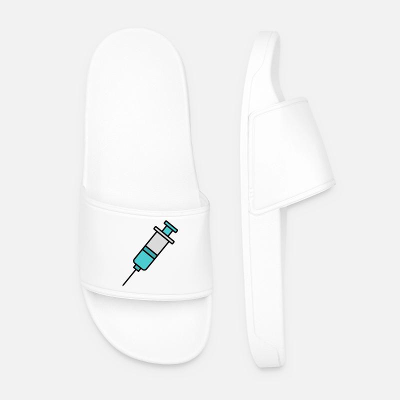 Syringe | Pro Vaccination & Science Statement - Men’s Pool Sliders - white