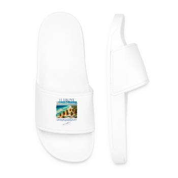 Turkey Bodrum Beach Holiday Design – Visit Bodrum - Men’s Pool Sliders - white - Front
