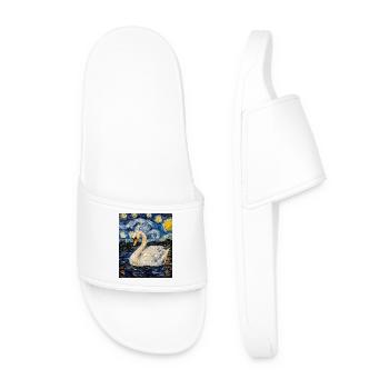 Swan Bird Van Gogh Style - Men’s Pool Sliders - white - Front