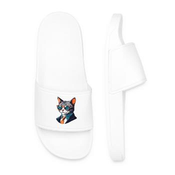 Chat d’affaires avec des lunettes de soleil en costume - Claquettes Homme - blanc - Devant