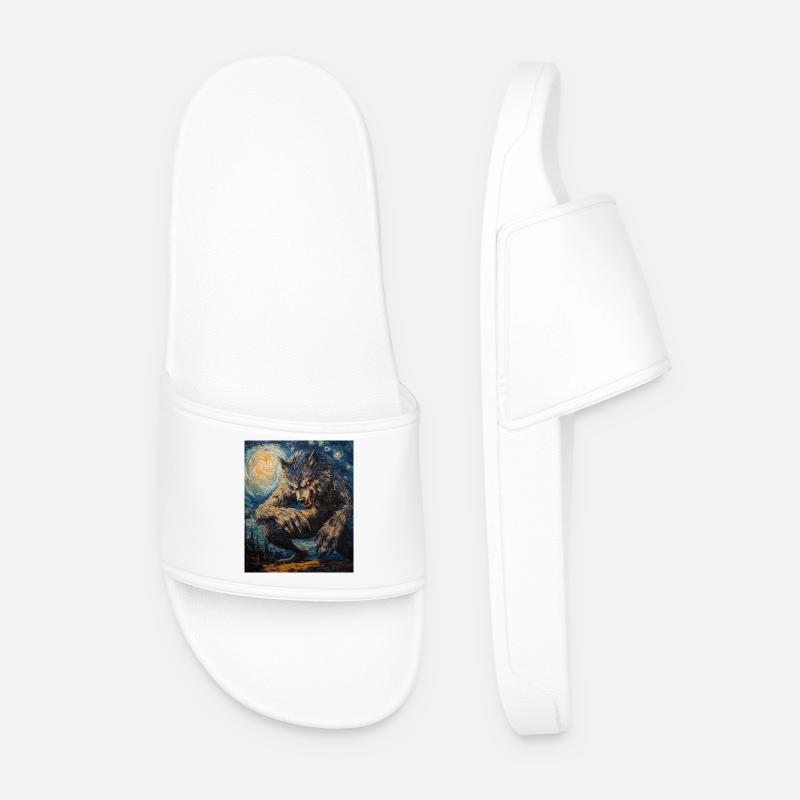 Werwolf Wolf Van Gogh Style - Männer Badelatschen - Weiß