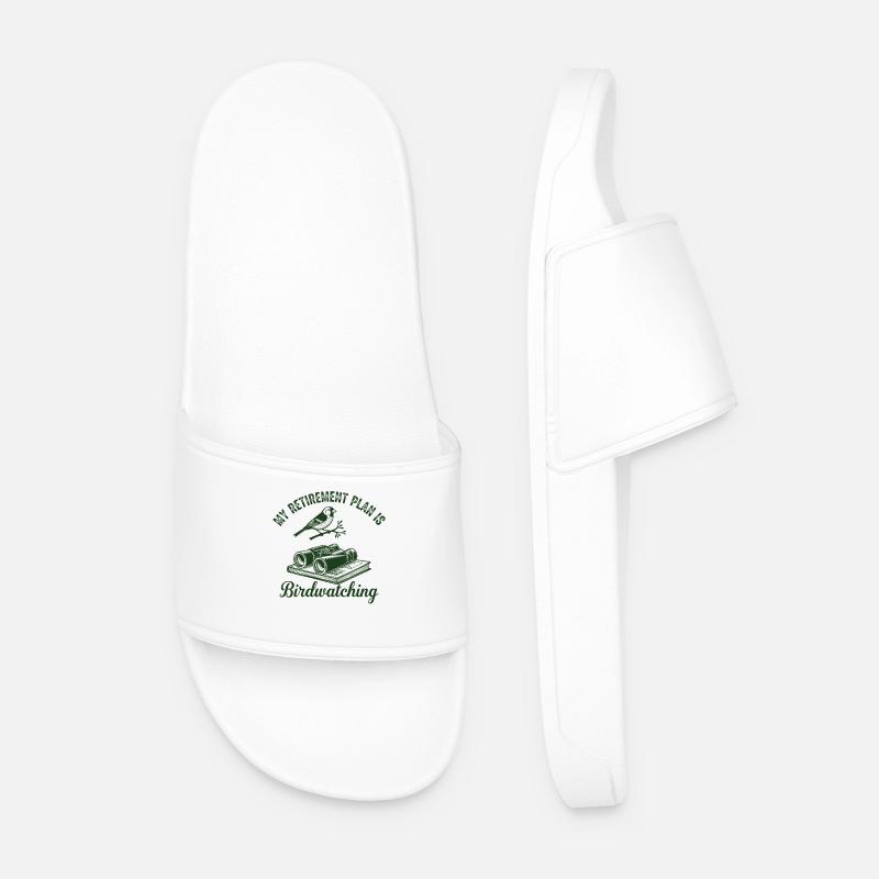 Retirement Plan Bird Watching - Men’s Pool Sliders - white