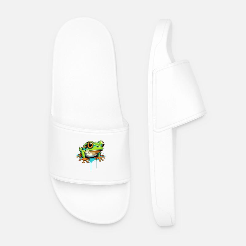 Frog Graffiti Neon Splash - Men’s Pool Sliders - white