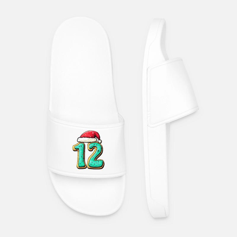 12 Zahl Keks Weihnachten - Männer Badelatschen - Weiß