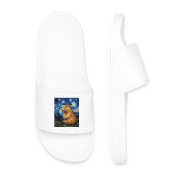 Capybara Van Gogh Style Starry Night - Men’s Pool Sliders - white - Front