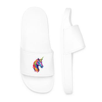 Licorne Poney Cavalier Chevaux Équitation Licornes - Claquettes Homme - blanc - Devant