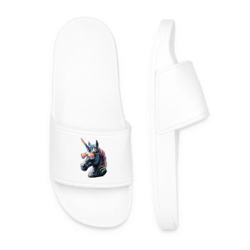 Licorne Poney Cavalier Chevaux Équitation Licornes - Claquettes Homme - blanc - Devant