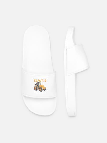 Farmer Farm Farmer Farmer Tractor - Men’s Pool Sliders - white