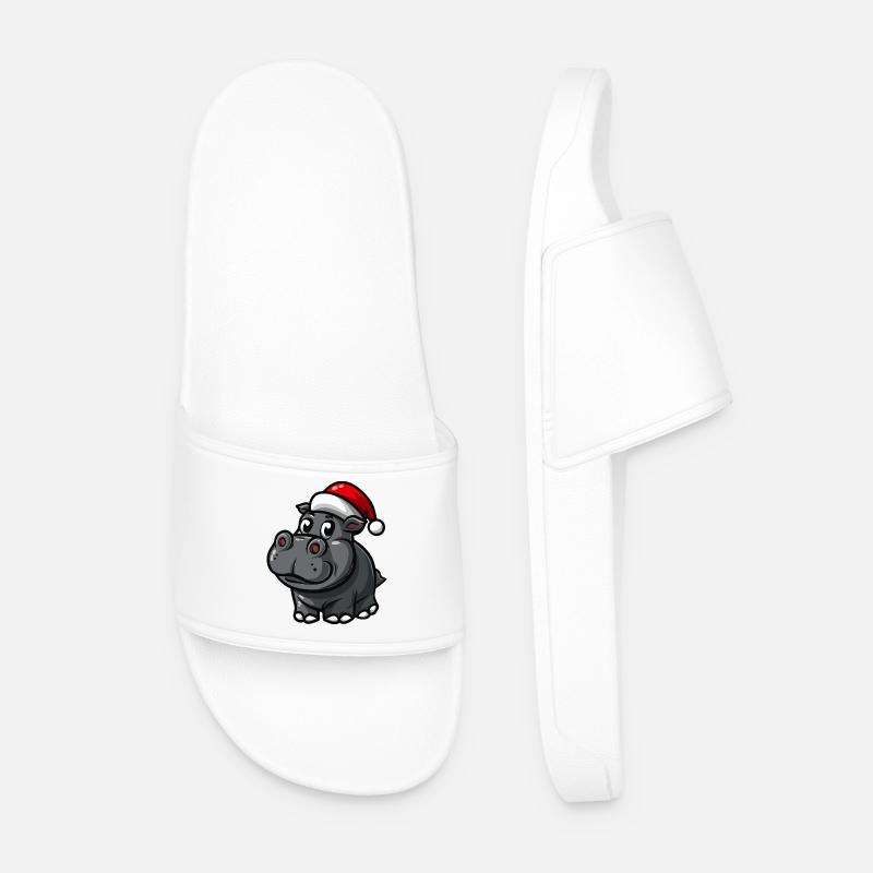 Nilpferd Weihnachten - Männer Badelatschen - Weiß