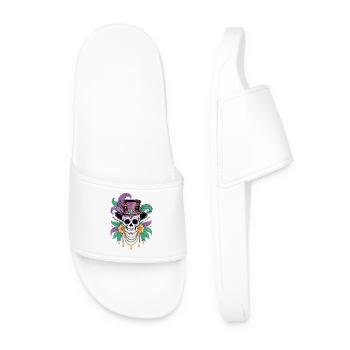 Carnival Skull Shirt for Mardi Gras Fans - Men’s Pool Sliders - white - Front