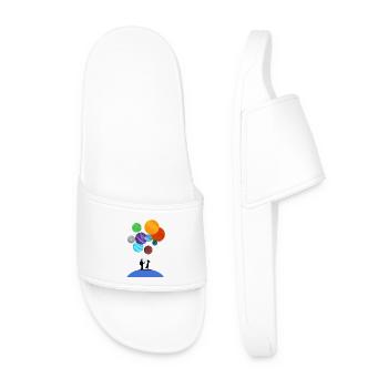 Astronaut Holding Planet Balloons Cosmic Journey T - Men’s Pool Sliders - white - Front