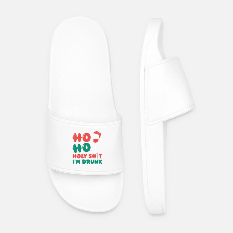 HoHo Holy Shi*t I'm Drunk - Men’s Pool Sliders - white