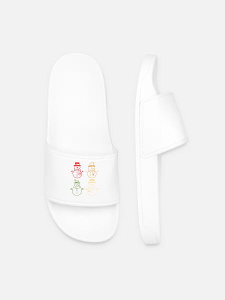 Santa Claus Snowman Christmas - Men’s Pool Sliders - white