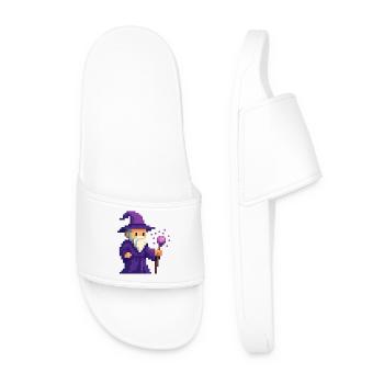 Pixel wizard in the purple shimmer - Men’s Pool Sliders - white - Front