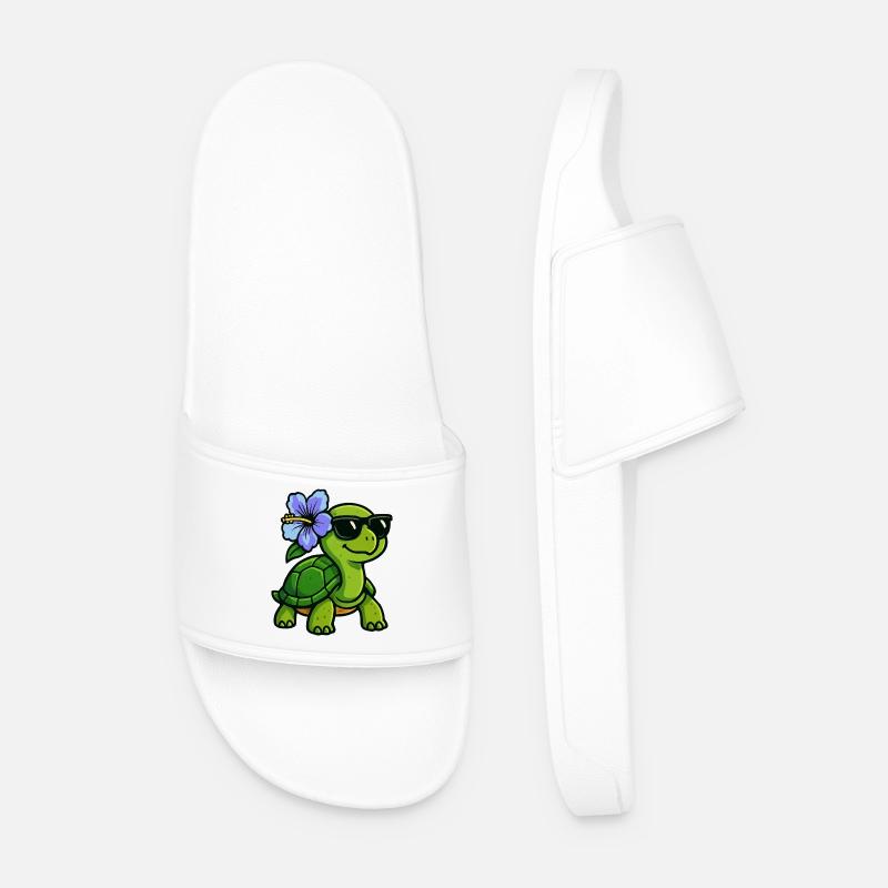 Tortue avec fleur d’hibiscus - Claquettes Homme - blanc